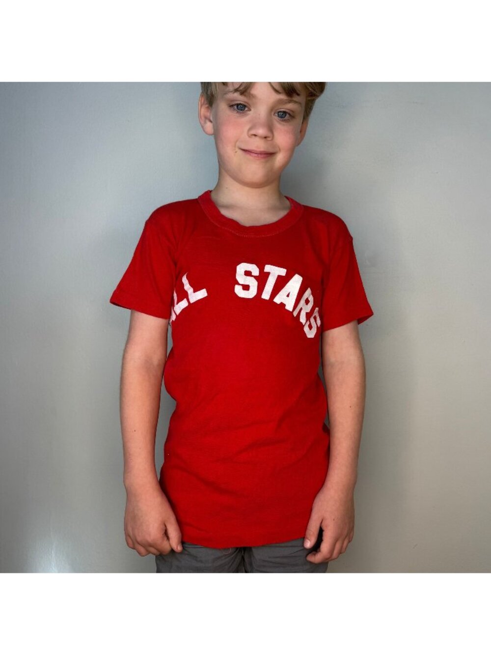 Vintage 1970s Kids All Stars 1 T-Shirt, Baseball Russell Athletic Size Youth Med